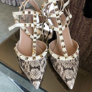 Valentino Rockstud Kitten Heel Snakeskin